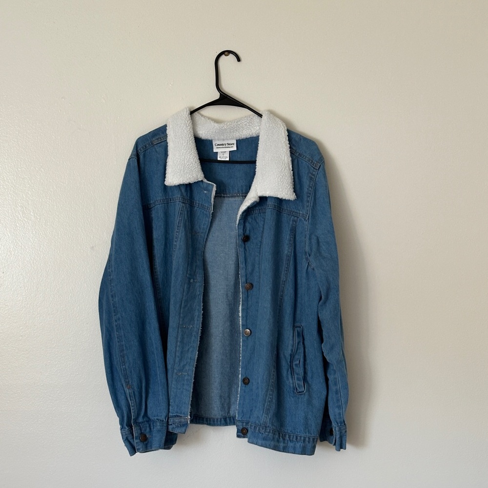 Vintage Denim Jacket with Sherpa Collar